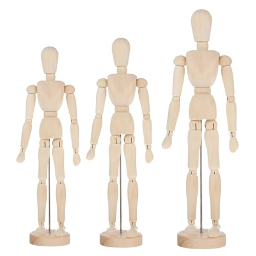 GALPADA 3 Stück Teiliges Bewegliche Holz Gliederpuppe für Zeichnen und Malen Flexibles Gelenkmodell als Künstlerhilfe und Kreative Desktop Dekoration Natürliche Oberfläche für Skizzen und GALPADA 3 Stück Teiliges Bewegliche Holz Gliederpuppe für Zeichnen und Malen Flexibles Gelenkmodell als Künstlerhilfe und Kreative Desktop Dekoration Natürliche Oberfläche für Skizzen und von GALPADA