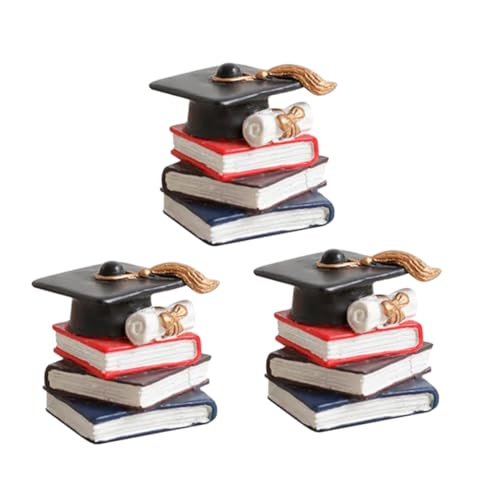 GALPADA 3 Stück Teiliges Graduation Cupcake mit Doktorhut und Buch Farbenfrohe Cake Picks für Abschlussfeier Kuchen und Dessertdeko für Schulabschluss und Graduation Party von GALPADA