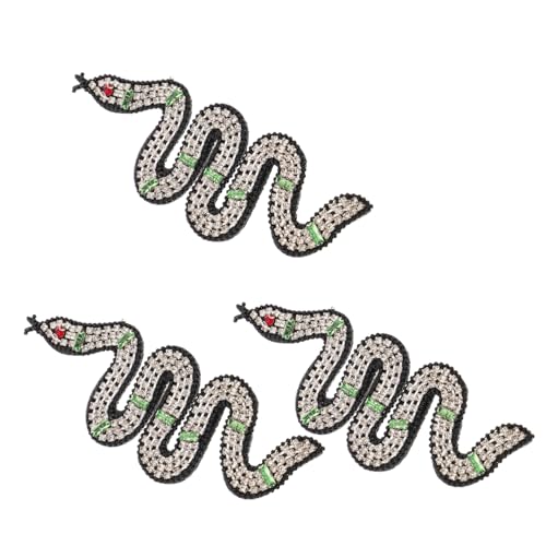 GALPADA 3 Stück Teiliges Handgefertigte Bestickte Schlangen-patches mit Perlen und Strass zum Aufnähen für Kleidung Taschen Hüte Kunstvolle DIY Applikationen für Modische Textil-dekoration von GALPADA