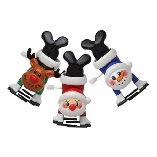 GALPADA 3 Stück Teiliges Weihnachts Aufziehspielzeug mit Rentier Weihnachtsmann und Schneemann Bunte mechanische Figuren als Lustige Weihnachtsstrumpf Füller und Party Mitgebsel für von GALPADA