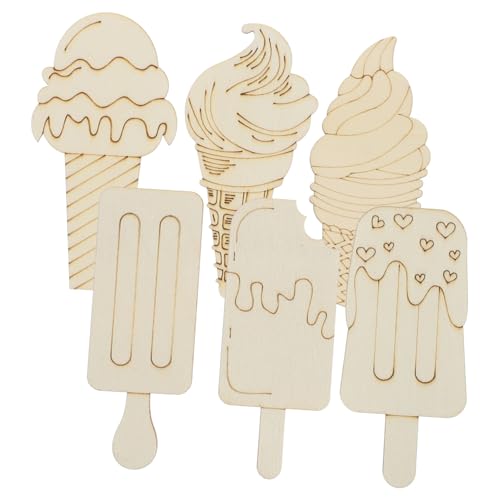 GALPADA 30 Stück Teiliges Eiscreme Holzscheiben DIY zum Bemalen Robuste Blanke Holz Ausschnitte Vielseitige Eis Designs für Sommerbasteleien und Kreative Dekoration von GALPADA