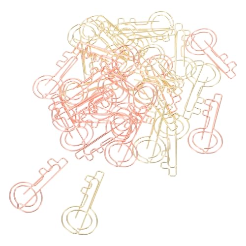 GALPADA 30 Stück Teiliges Schlüssel Förmige Metall Büroklammern Kreative Bunte Paperclips Gold und Roségold Sichere und Vielseitige Dokumentenhalter für Büro Schule und Zuhause Langlebig von GALPADA