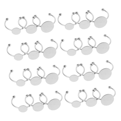 GALPADA 30 Stück Teiliges Verstellbares Edelstahl Ringbasis Flacher Runder Lünette für Schmuckherstellung für DIY Fingerringe Cabochons Vielseitig Einsetzbar Rostfrei Silberfarben von GALPADA