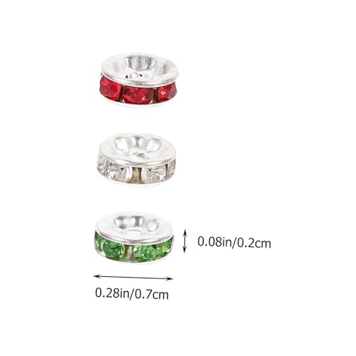GALPADA 300 Stück Rondelle Abstandshalter Perlen DIY Schmuck Zubehör mit Silber Rot Grün für Armbänder Halsketten Ohrringe Kreative Bastelperlen von GALPADA