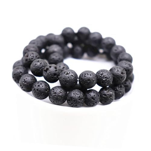GALPADA 300 Stück Teiliges Schwarze Runde Lavastein Spacer Perlen Natursteinperlen zum Auffädeln für DIY Schmuck Armbänder Halsketten und Accessoires von GALPADA