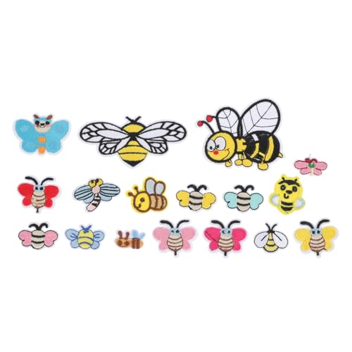 GALPADA 34 Stück Teiliges Cartoon Bienen Bügelapplikationen aus Beständigem Niedliche Stickerei Patches zum Aufnähen und Reparieren von Kleidung Taschen für DIY Dekoration und Flicken von GALPADA