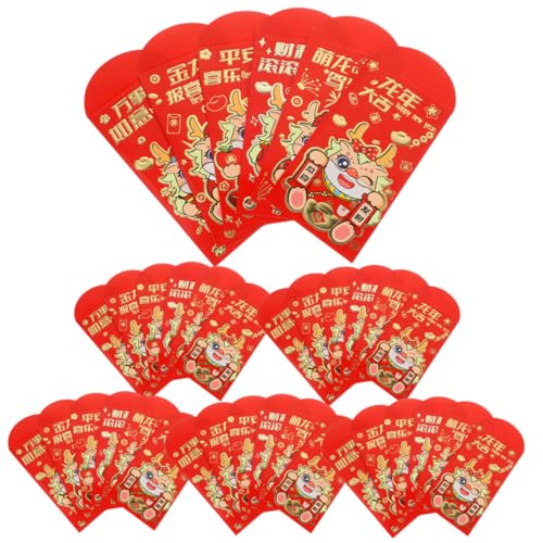 GALPADA 36 Stück Rote Chinesische Umschläge Dragon Design Große Geldtaschen für Neujahr Hochzeit Frühlingsfest Traditionelle Glücksumschläge zum Jahr Des Drachen von GALPADA