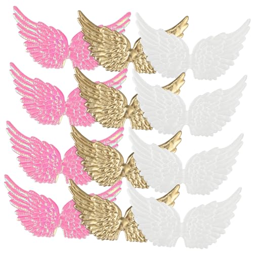 GALPADA 36 Stück Teiliges Engelsflügel Deko für DIY Bastelprojekte Kleine Flügelaccessoires in Gold Glitzerpink und Weiß für Kostüme Rucksäcke Kleidung und Partydekorationen von GALPADA