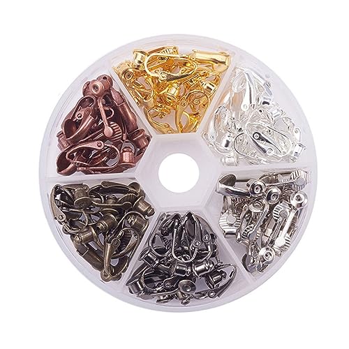 GALPADA 36 Stück Teiliges Ohrclips aus Bronze in Gemischten Farben DIY Ohrschmuck Zubehör für Durchbohrte Ohren Langlebige Ohrring Accessoires zur Einfachen Reparatur und Organisation von GALPADA