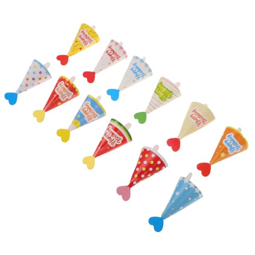GALPADA 36 Stück Teiliges Tortendeko Mini Partyhüte in Bunten Designs Niedliche Cupcake Topper für Kindergeburtstag Shower und Eiscreme Party Vielseitige Dessertdeko mit Cartoon von GALPADA