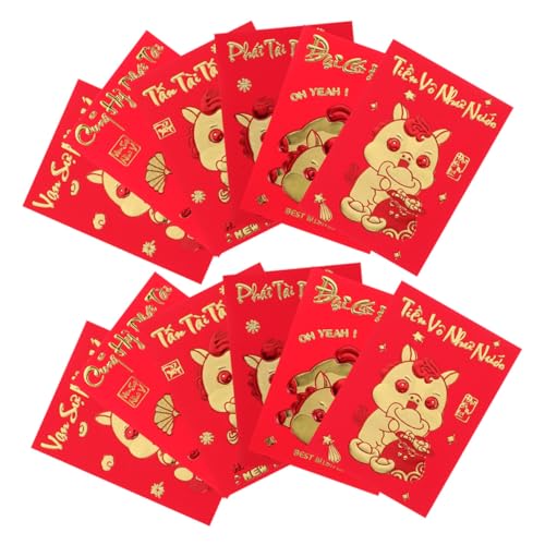 GALPADA 360 Stück Vietnamesische Neujahrs Rote Umschläge Jahr Des Pferdes Design Robustes Papier Vietnamesischer Text Vielseitige Geldgeschenktaschen für Frühlingsfest und Familienfeiern von GALPADA
