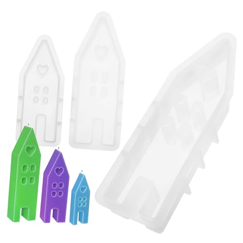 GALPADA 3Stücke Silikon Kerzenformen Hausförmig Vielseitige Gießformen für Kerzen Seifen Pralinen Einfache Handhabung Langlebiges Silikon Design für DIY Projekte von GALPADA