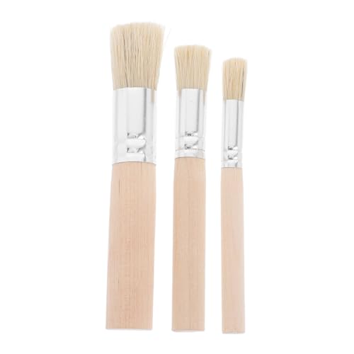 GALPADA 3er Set Pinsel-Set Kreidemalpinsel Schablonierpinsel Aus Holz Wachspinsel Für Kreidefarbe Runde Pinsel Wachspinsel Für Die Kreidemalerei Wachsbürste Künstlerpinsel Schweinehaar von GALPADA