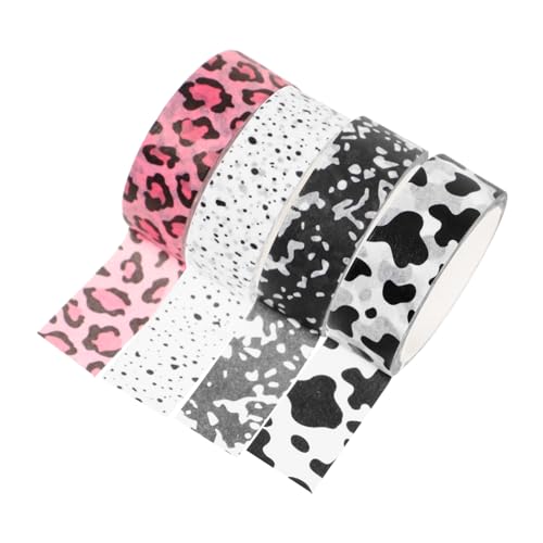 GALPADA 4 Rollen Cartoon Washi Tape Vintage Klebeband für Scrapbooking DIY Basteln Dekoration von Notizbüchern und Geschenken Milch und Leopardenmuster von GALPADA