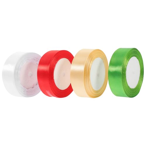 GALPADA 4 Rollen Dekoratives Geschenkband Breit Lang Polyester DIY Bastelband für Geschenkverpackung Weihnachten Geburtstag Party Deko in Rot Grün Weiß Hellgold GALPADA 4 Rollen Dekoratives Geschenkband Breit Lang Polyester DIY Bastelband für Geschenkverpackung Weihnachten Geburtstag Party Deko in Rot Grün Weiß Hellgold von GALPADA