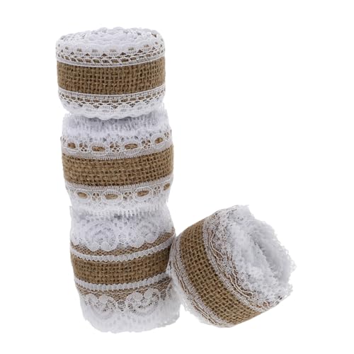 GALPADA 4 Rollen Dekoratives Spitzenband aus Leinen mit Eleganter Häkelspitze pro Vielseitiges DIY Band für Geschenkverpackung Hochzeits und Weihnachtsdeko für Handarbeiten und von GALPADA