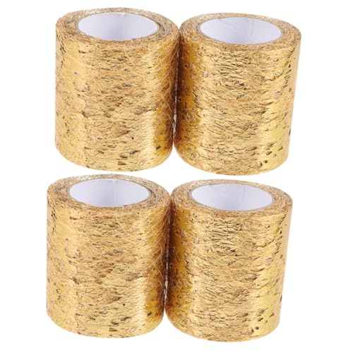 GALPADA 4 Rollen Gold Glitzer Tüllband Mesh Ribbon Bastelband für Geschenkverpackung Dekoration DIY Handarbeit Schleifen Tischläufer GALPADA 4 Rollen Gold Glitzer Tüllband Mesh Ribbon Bastelband für Geschenkverpackung Dekoration DIY Handarbeit Schleifen Tischläufer von GALPADA