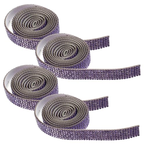 GALPADA 4 Rollen Strassband mit Selbstklebender Strassapplikation für Brautgürtel DIY Kleid Dekoration Reihig Breit Vielseitig für Abend und Hochzeitskleider Geeignet von GALPADA