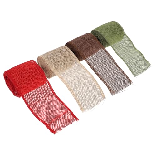 GALPADA 4 Rollen Weihnachts Dekobänder im Pack pro Robuste DIY Geschenkband in Rot Grün Braun und Leinenoptik für Geschenkverpackung und Weihnachtsdeko GALPADA 4 Rollen Weihnachts Dekobänder im Pack pro Robuste DIY Geschenkband in Rot Grün Braun und Leinenoptik für Geschenkverpackung und Weihnachtsdeko von GALPADA