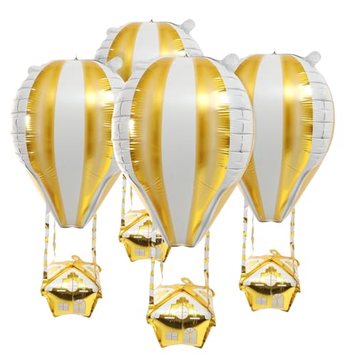 GALPADA 4 Stück Aluminiumfolie Luftballons in Heißluftballon Form Leichte Dekorative Geburtstagsballons in Gold für Kinderparty Hochzeits und Festtagsdeko GALPADA 4 Stück Aluminiumfolie Luftballons in Heißluftballon Form Leichte Dekorative Geburtstagsballons in Gold für Kinderparty Hochzeits und Festtagsdeko von GALPADA