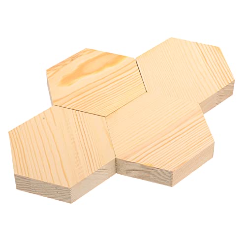 GALPADA 4 Stück DIY Holzscheiben Sechseck Unbehandelte Holzplatten Kiefer für Bastelarbeiten Breit X für Hochzeits und Feiertagsdekoration von GALPADA
