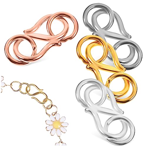 GALPADA 4 Stück Halskettenverschlüsse S Haken mit Geschlossenen Biegeringen für Schmuckherstellung Antiallergisch Gold Roségold und Platin von GALPADA