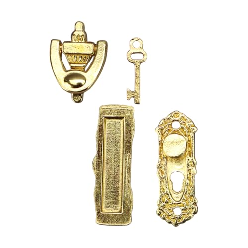 GALPADA 4 Stück Miniatur Türbeschläge Haus Miniatur Türteile Möbelbeschläge Beschläge Dekor Tür Türteile Beschläge Schmücken Dekor Golden von GALPADA