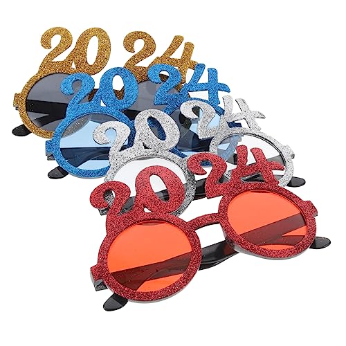 GALPADA 4 Stück Neujahrs Partybrillen aus Leichtem PC Material Lustige Bunte Dekobrillen für Silvesterfeier und Kostümparty Hautfreundlich Foto Requisiten Zufällige Farbe Zufällige Farbe von GALPADA