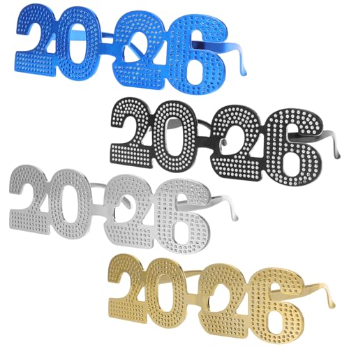 GALPADA 4 Stück Neujahrsbrillen Lustige Glitzer Zahlenbrille für Silvester Feierlichkeiten Foto Requisiten für Partys und Feiern Komfortabel und Stylisch GALPADA 4 Stück Neujahrsbrillen Lustige Glitzer Zahlenbrille für Silvester Feierlichkeiten Foto Requisiten für Partys und Feiern Komfortabel und Stylisch von GALPADA