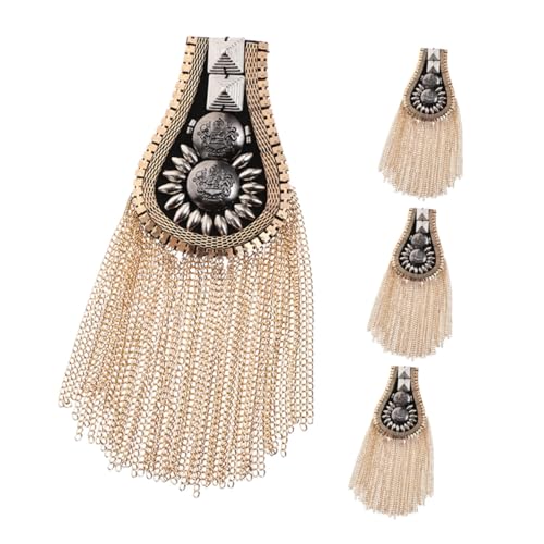 GALPADA 4 Stück Schulterquasten mit Nieten Punkige Goldfarbene Fransen Schulterklappen Blazer und Kostüm Accessoires Einfach Anbringbare Robuste Retro Schulterabzeichen für Damen GALPADA 4 Stück Schulterquasten mit Nieten Punkige Goldfarbene Fransen Schulterklappen Blazer und Kostüm Accessoires Einfach Anbringbare Robuste Retro Schulterabzeichen für Damen von GALPADA