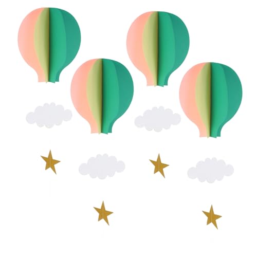 GALPADA 4 Stück Teiliges Bunte Heißluftballon Wolken Hängedecken Dekoration für Kindergarten Kinderzimmer Frühling Klassenraum Geburtstagsfeier Festliche Hängedeko von GALPADA