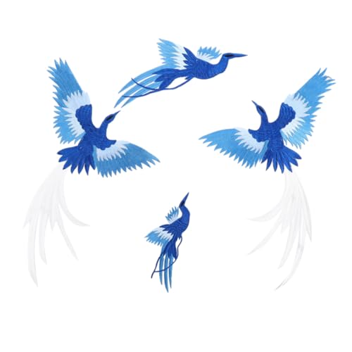 GALPADA 4 Stück Teiliges Gestickter Phoenix Vogel Stoffaufnäher Farbecht Dicke Textur Klarer Muster für Cheongsam Kleider Taschen DIY Kleidung und Reparatur Dekorative Applikationen von GALPADA