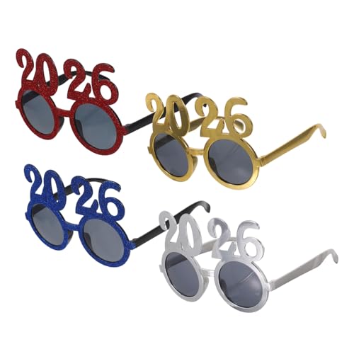 GALPADA 4 Stück Teiliges Glitzerbrillen aus Robustem Pc Material Leuchtende Farben Langlebig und Leicht als Party Foto Requisiten und Festliche Silvester Accessoires für Besondere von GALPADA