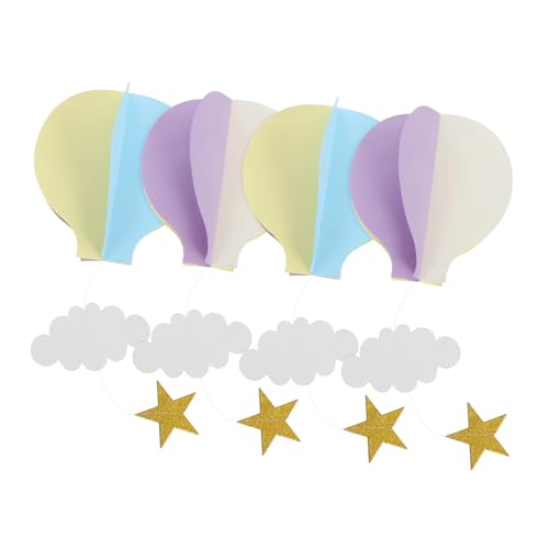 GALPADA 4 Stück Teiliges Heißluftballon Wolken Party Girlande Pastellfarben Leichte Wiederverwendbare Papierdeko für Kindergarten Geburtstag Shower Kreative Hängedekoration für von GALPADA