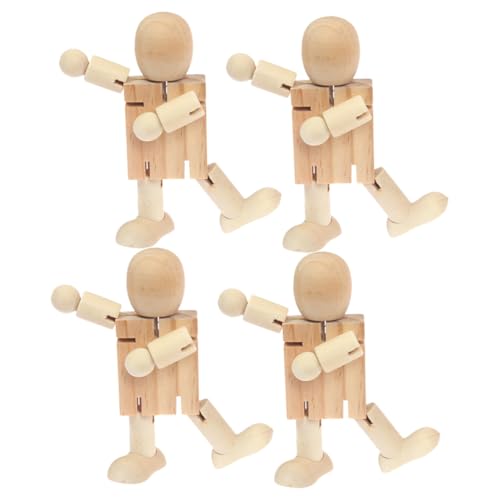 GALPADA 4 Stück Teiliges Holz Roboter Figuren zum Bemalen Stabile DIY Holzfiguren für Pädagogisches Bastelspielzeug Vielseitige Tischdekoration für Wohn und Kinderzimmer von GALPADA