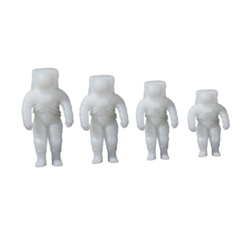 GALPADA 4 Stück Teiliges Kristall Epoxy Füller Mini Astronaut Figuren Weiß Dreidimensionale Mikrolandschaft Dekoration für DIY Schmuck und Bastelprojekte Langlebig und Realistisch von GALPADA