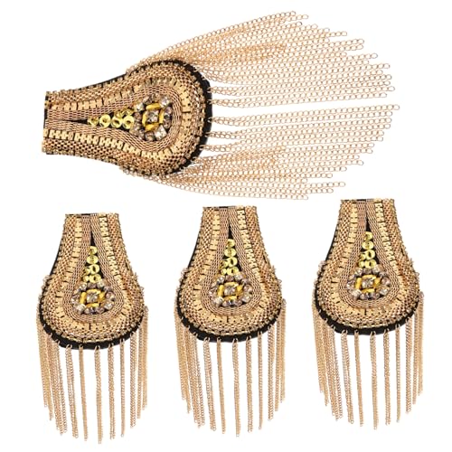 GALPADA 4 Stück Teiliges Metall Quasten Schulterklappen Epauletten mit Perlen und Kristall Kostüm Schulterabzeichen für Party Zeremonie und Festliche Anlässe Langlebige Modeaccessoires von GALPADA