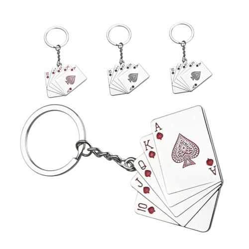 GALPADA 4 Stück Teiliges Poker Karten Schlüsselanhänger Glücksbringer Design Metall Anhänger für Spielabende Geschenkidee für Erwachsene und Spielerisches Accessoire GALPADA 4 Stück Teiliges Poker Karten Schlüsselanhänger Glücksbringer Design Metall Anhänger für Spielabende Geschenkidee für Erwachsene und Spielerisches Accessoire von GALPADA