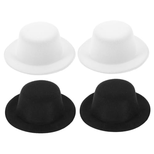 GALPADA 4 Stück Teiliges Puppenhut aus Filz DIY Bastelset mit Schwarzen und Weißen als Dekoration für Schneemann und Clownpuppen Handgefertigter Puppenzubehör für Kreative Gestaltung von GALPADA