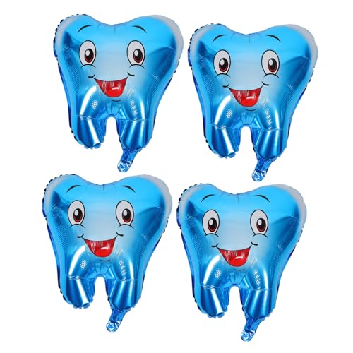 GALPADA 4 Stück Teiliges Shower Ballons Blaue Cartoon Zähne Dekoration Einfach Aufzublasen Festliche für Fotos und Geburtstagsfeiern von GALPADA
