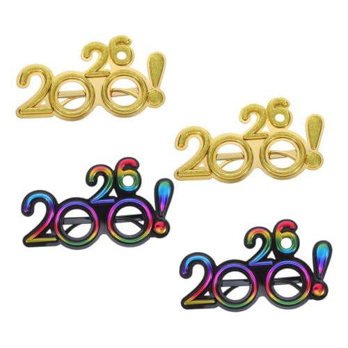GALPADA 4 Stück Teiliges Silvester Party Brillen mit Glanz Leichte Neujahrsfeier Eyewear für Damen und Herren Interaktives Accessoire für Silvesterdeko und Festlichkeiten von GALPADA