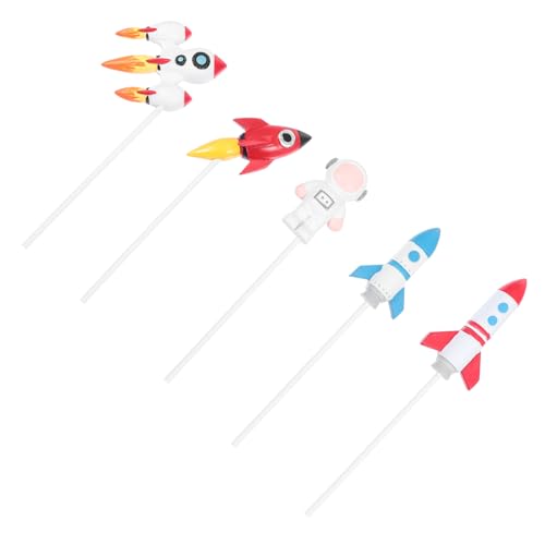 GALPADA 4 Stück Teiliges Weltraum Cake Topper mit Astronaut Raketen und Planeten Handgefertigte Resin Tortendeko für Geburtstagstorten Vielseitig als Kuchen und Raumdekoration Geeignet von GALPADA