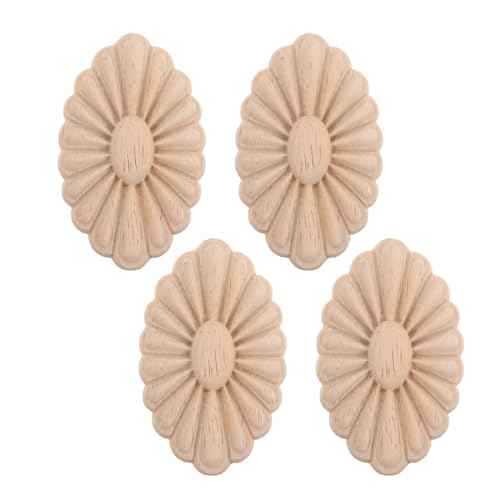 GALPADA 4 Stück Unbehandelte Holzblumen Applikationen Formen für Möbelverzierungen Geeignet für Schrank Kommode Bett und Wanddekorationen GALPADA 4 Stück Unbehandelte Holzblumen Applikationen Formen für Möbelverzierungen Geeignet für Schrank Kommode Bett und Wanddekorationen von GALPADA