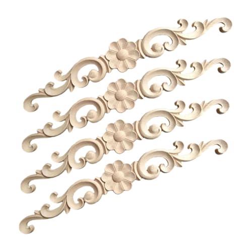 GALPADA 4 Stück Unlackierte Möbel Eckenornamente für Schränke Holzverzierungen für Türen Eck Appliques Massivem Holz von GALPADA