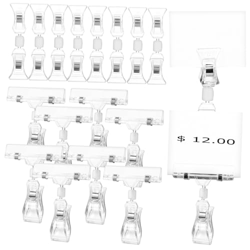 GALPADA 40 Stück Doppelseitige Preisschildhalter Clips Rotierbare Schilderhalter für Preise Werbesignale Vielseitig Einsetzbar Geschäften und von GALPADA