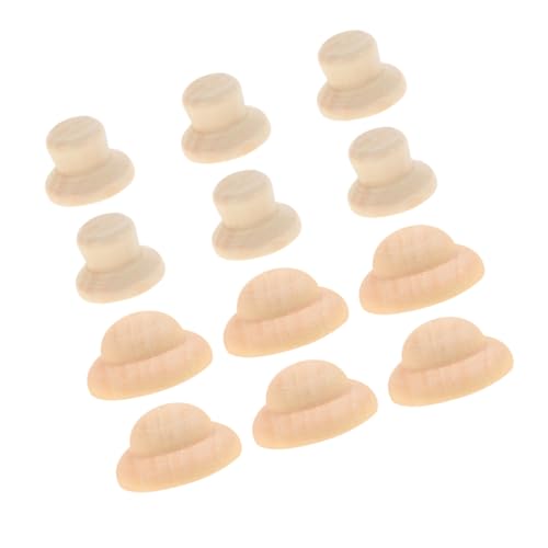 GALPADA 40 Stück Teiliges Holz Puppenhüte zum Bemalen Unvollendete DIY Bastelaccessoires aus Naturbelassenem Holz Glatte Oberfläche Kindgerechte Kreative Holzfiguren Hut Dekoration von GALPADA