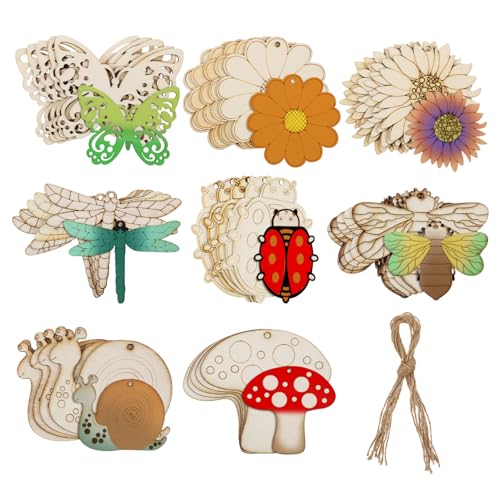 GALPADA 40 Stück Unbehandelte Holzhandwerksprojekte Holz Tierfiguren und Blüten für DIY Malerei mit Jute Seilen Vielseitige Holzornamente zum Basteln und Dekorieren GALPADA 40 Stück Unbehandelte Holzhandwerksprojekte Holz Tierfiguren und Blüten für DIY Malerei mit Jute Seilen Vielseitige Holzornamente zum Basteln und Dekorieren von GALPADA