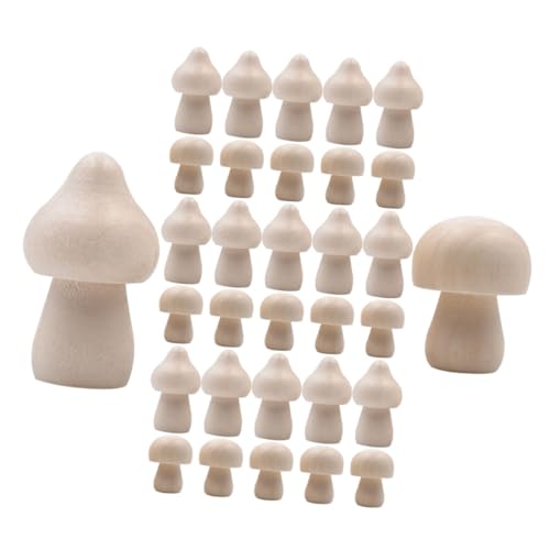 GALPADA 40 Stück Unlackierte Holzpilze mit DIY Bastelsets für Kreative Unvollendete Holzfiguren für Dekoration und Malen für Kunstprojekte und Heimdekoration von GALPADA