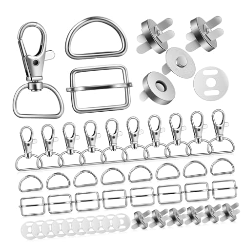 GALPADA 48 Stück Teiliges Silberne Taschenbeschläge aus Zinklegierung Drehbare Karabinerhaken D Ringe Schiebeschnallen und Halbkreisförmige Schnallen Langlebig Flexibel Geeignet für DIY GALPADA 48 Stück Teiliges Silberne Taschenbeschläge aus Zinklegierung Drehbare Karabinerhaken D Ringe Schiebeschnallen und Halbkreisförmige Schnallen Langlebig Flexibel Geeignet für DIY von GALPADA