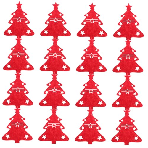 GALPADA 48 Stück Teiliges Weihnachtsbaum-besteckset aus Rotem Filz Weiche und Stabile Bestecktaschen für Gabeln und Löffel Festliche Tischdekoration für Große Weihnachtsfeiern und von GALPADA